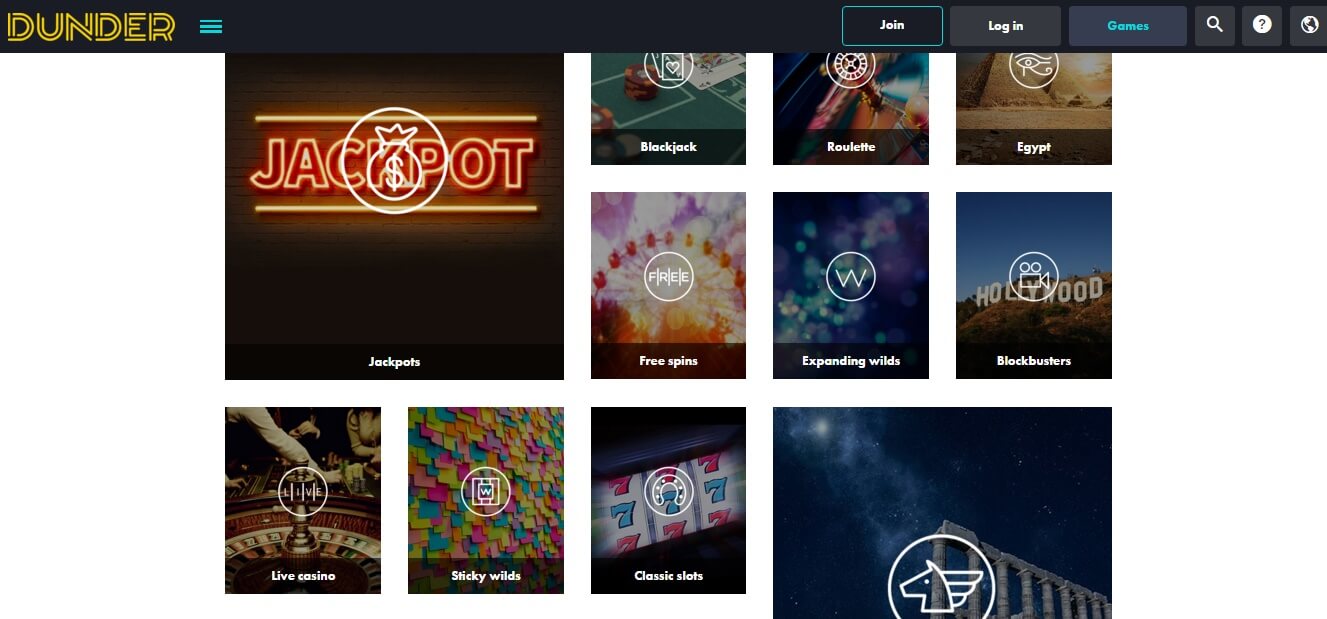 dunder casino games and slots