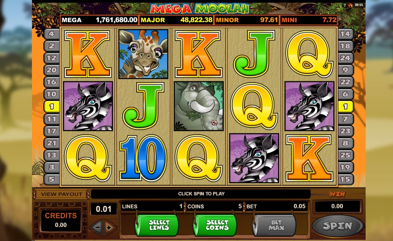 mega moolah slot screen shot